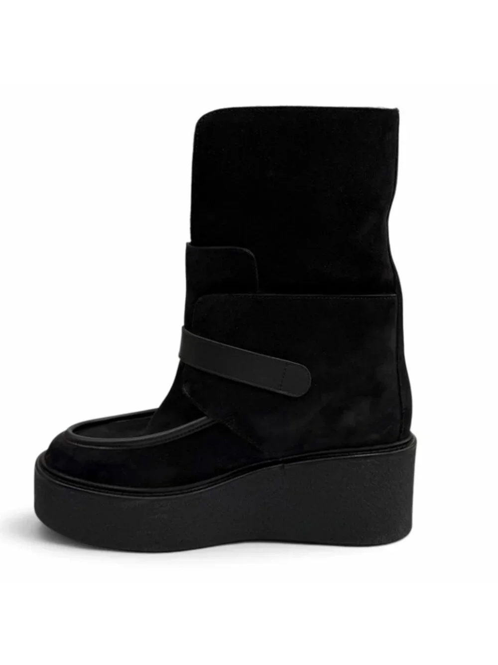 Hermes Emmisfer Suede Leather Shearling Belt Design Short Boots Black IT